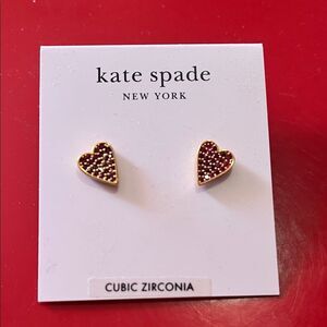 Kate Spade Gold and Red Heart Studs